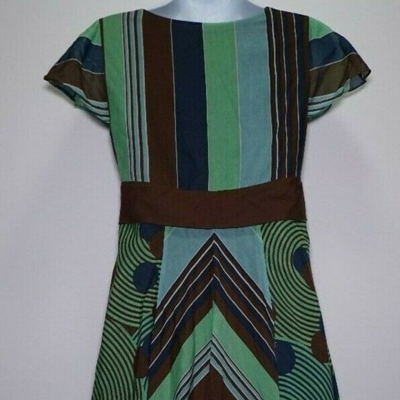 BCBG Maxazria Brown/Blue/Green Striped Dress Size Extra Small - Picture 3 of 4